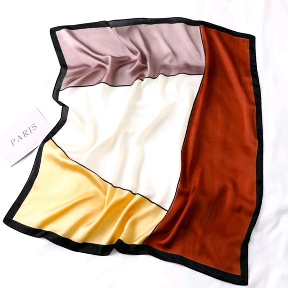 Women Silk Satin Scarf Square Neck Bandana - Picture 3 of 7